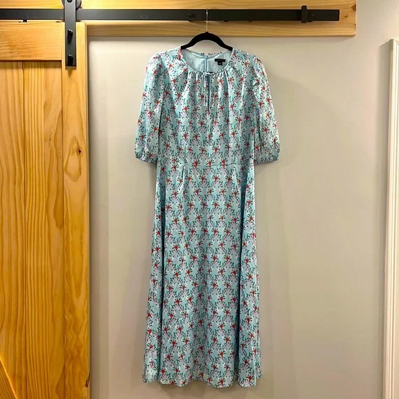 green emerald velvet dress Taylor Printed Chiffon Belted Fit and Flare Dress main image 1